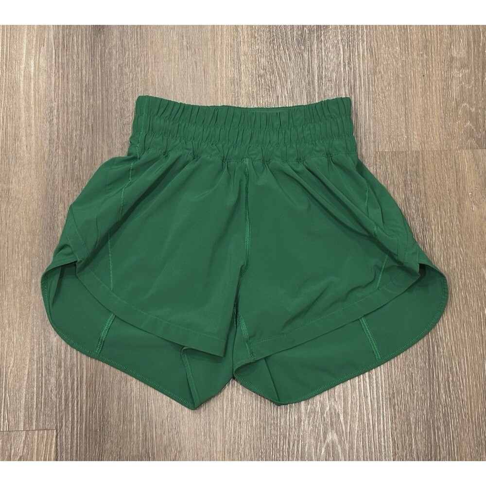 Lululemon Track That High Rise Lined Short Green 3" Running Womens 2